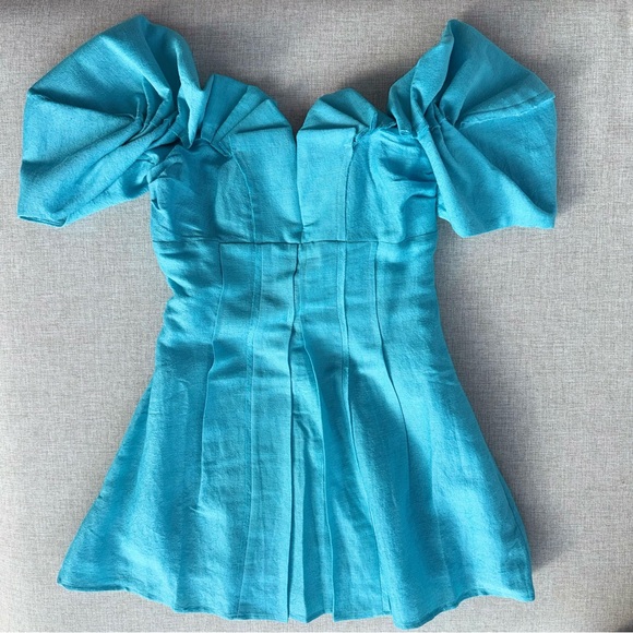 Cult Gaia NWT - Asal Dress in Tide Color - Turquoise Mini Dress - Picture 3 of 11
